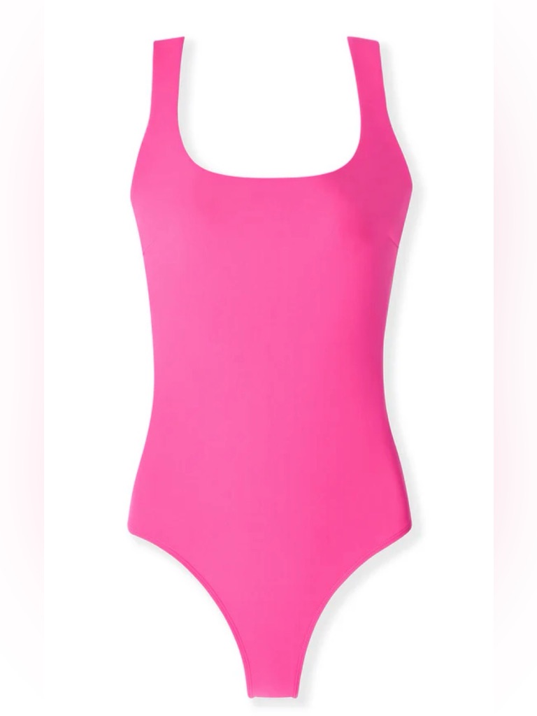 Classic Square-Neck One-Piece Swimsuit Hot Pink